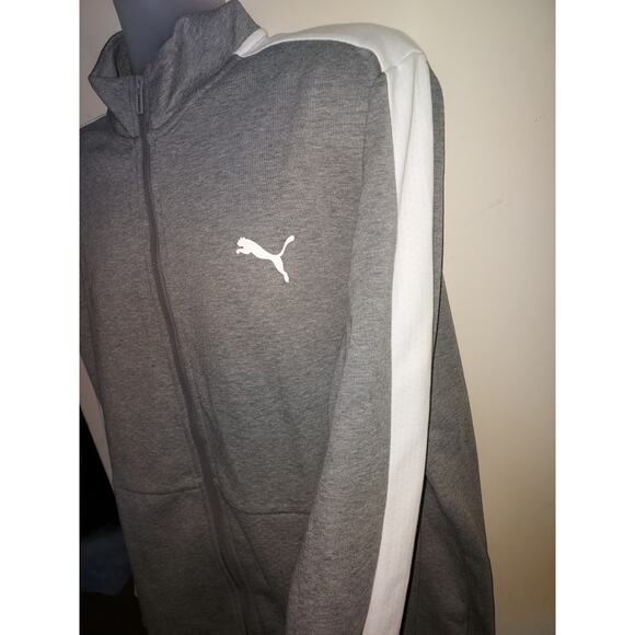 Puma Men's Track Jacket XL Full Zip Knit Athletic Pockets Casual Gray White - Picture 2 of 8